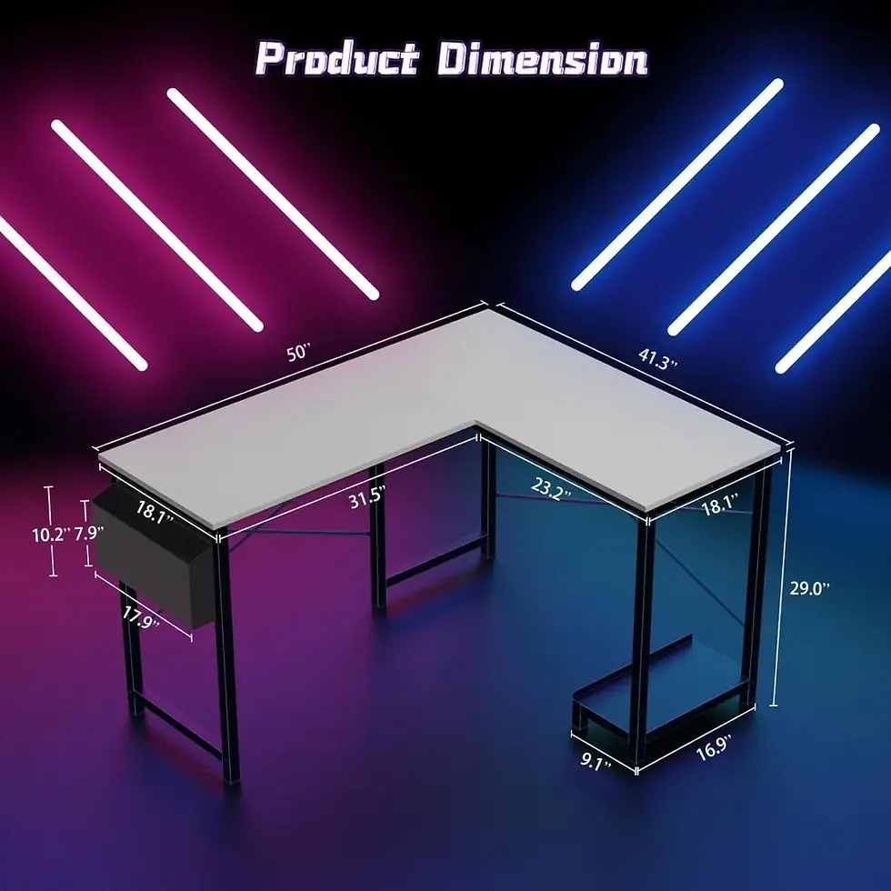 Thumbnail: L Shaped Computer Desk Wood Corner PC Gaming Table With Side Storage