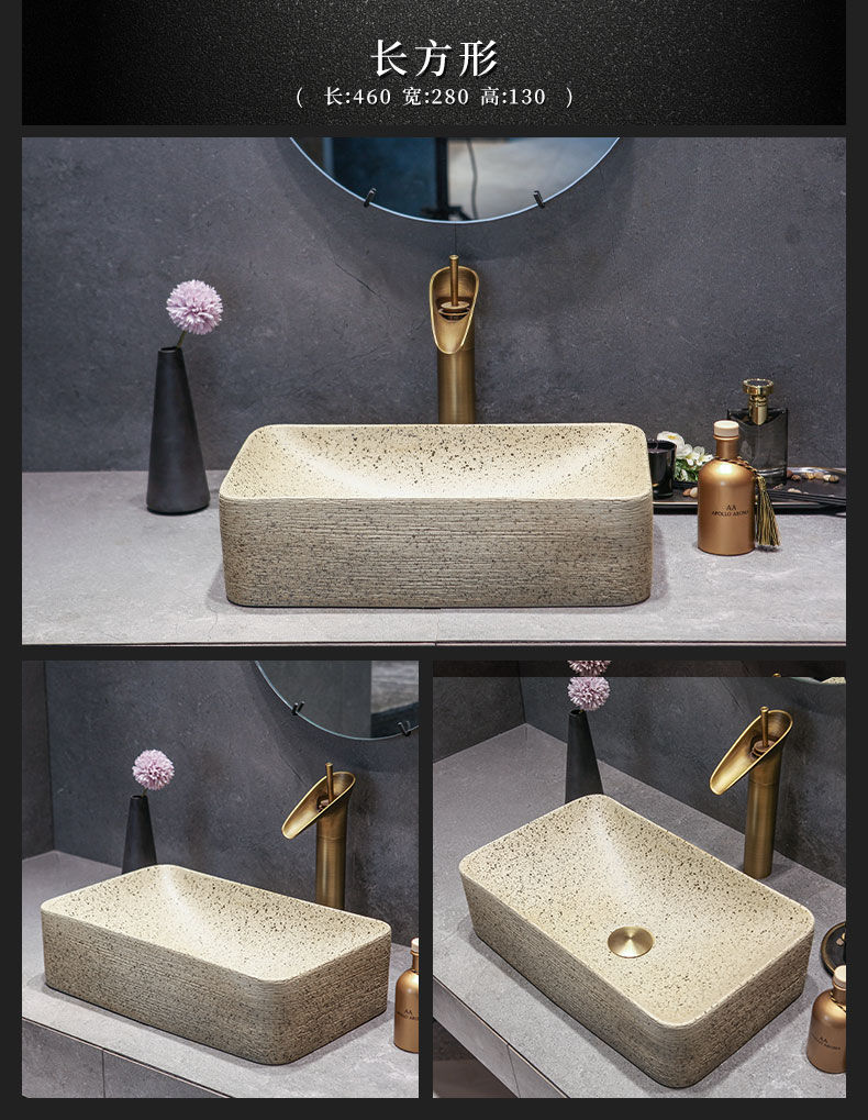 Thumbnail: Artistic Handmade Art basin Ceramic Counter Top Oval shape hand washing sink