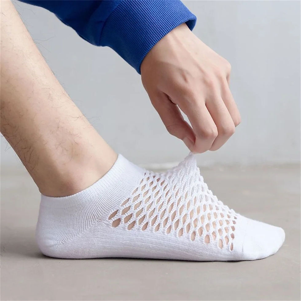 Thumbnail: 5 Pairs Men Short Socks Summer Breathable Mesh Fashion Ankle Socks 