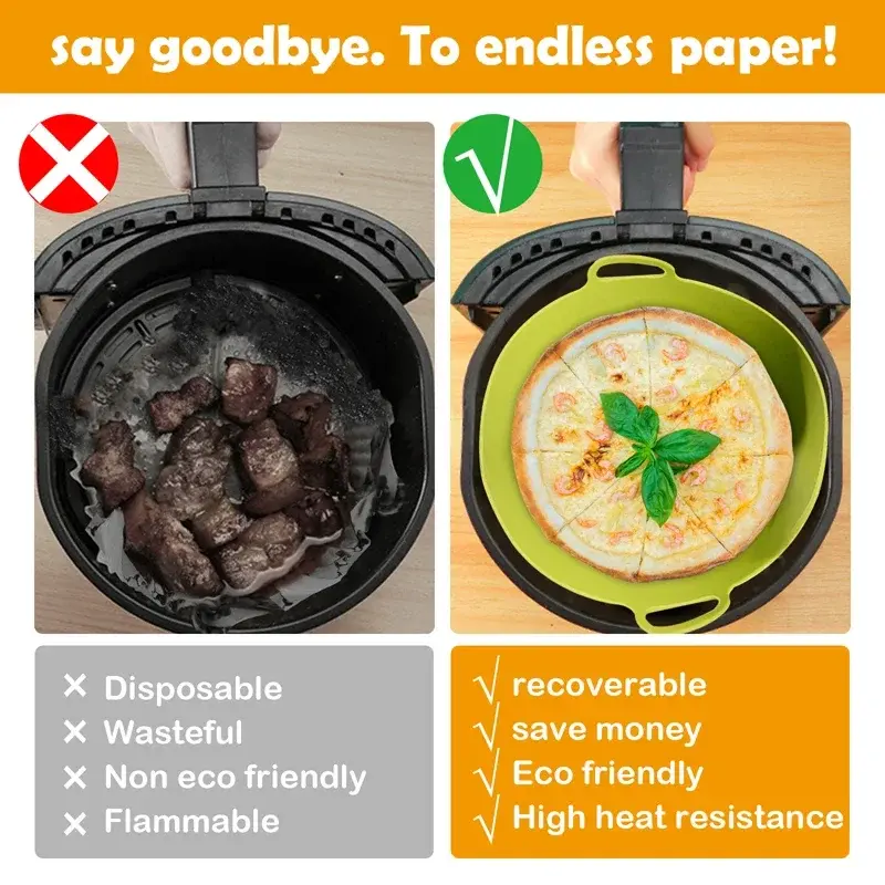 Miniatura: Air Fryers Oven Baking Tray AirFryer Silicone Basket Silicone Mold Pizza 