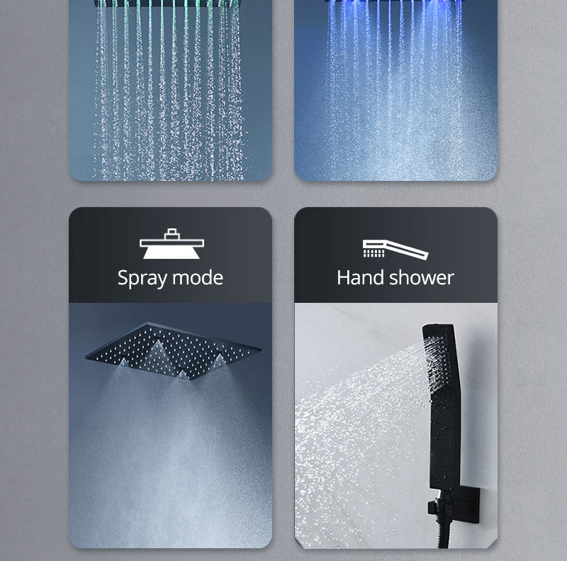Thumbnail: Bathroom Accessories Rain Spray LED Shower Faucet Set Digital Screen Valve Mixer
