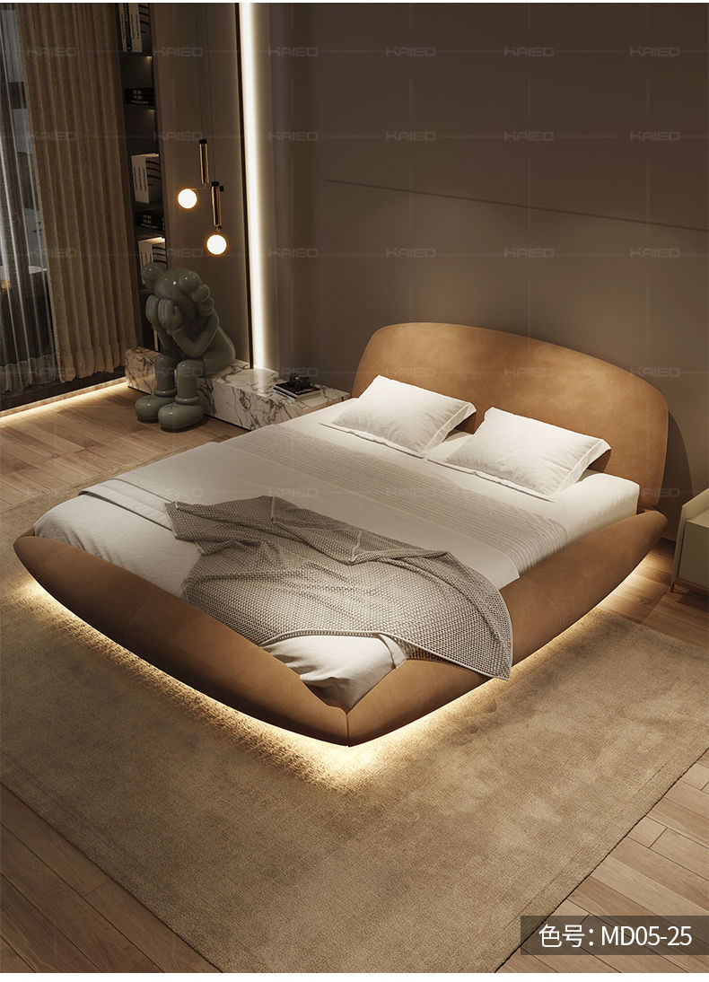 الصورة المصغرة: High End Double Bed Frame Wooden Designer Aesthetic Luxury Bedroom Furniture