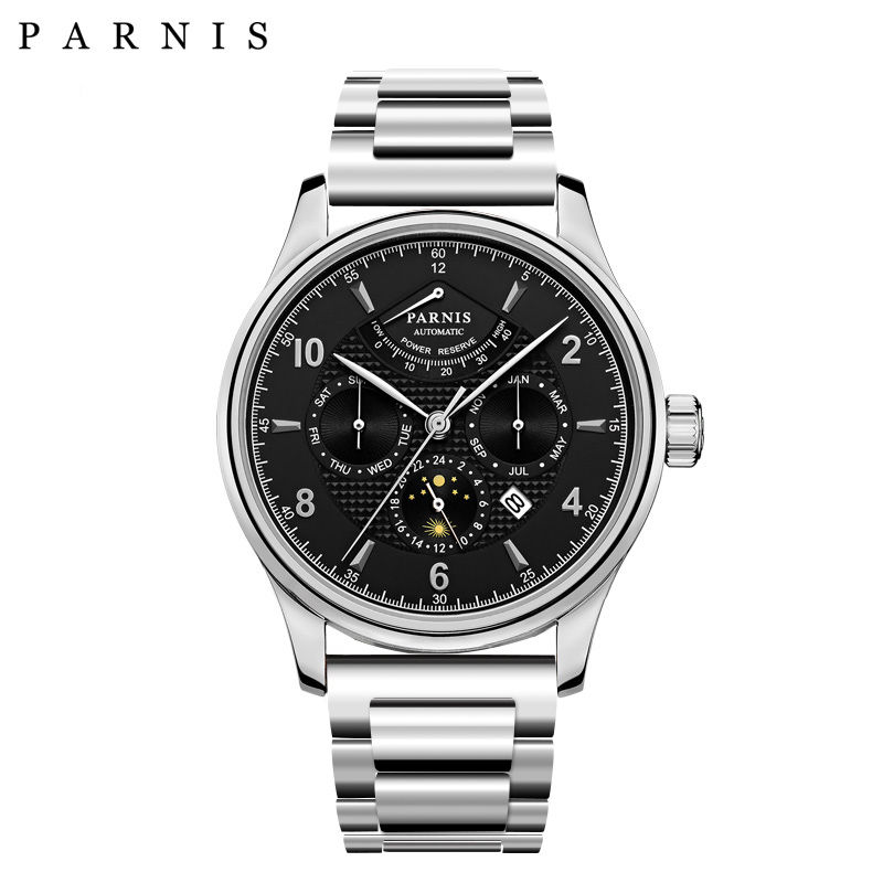 Miniaturbild: Parnis 43mm Gold Case Automatic Mechanical Men Watch 