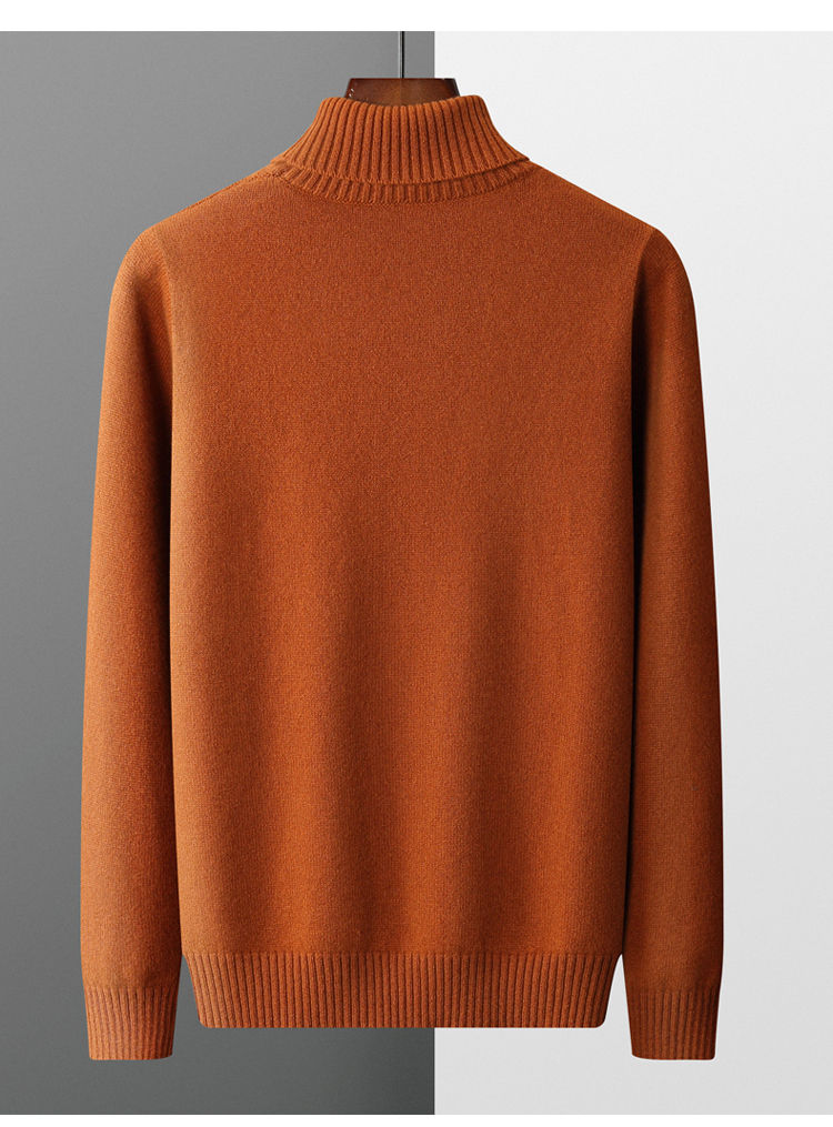 Thumbnail: Merino wool winter men's high-necked double-stranded thick jacquard sweater