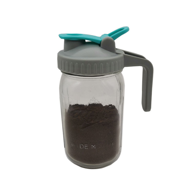 Thumbnail: Mason Jar Lids with Handle Unlined Ribbed Plastic Cup Lid Regular Mouth Mason