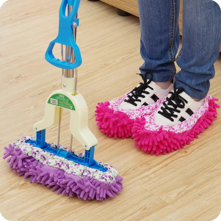 Thumbnail: Dust Mop Slippers Foot Socks Mop Caps Multi-Function Floor Cleaning 