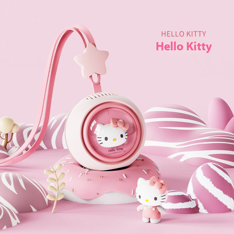 Thumbnail: Hello Kitty portable Hanging Neck Fan Leafless Design Kuromi Cartoon 