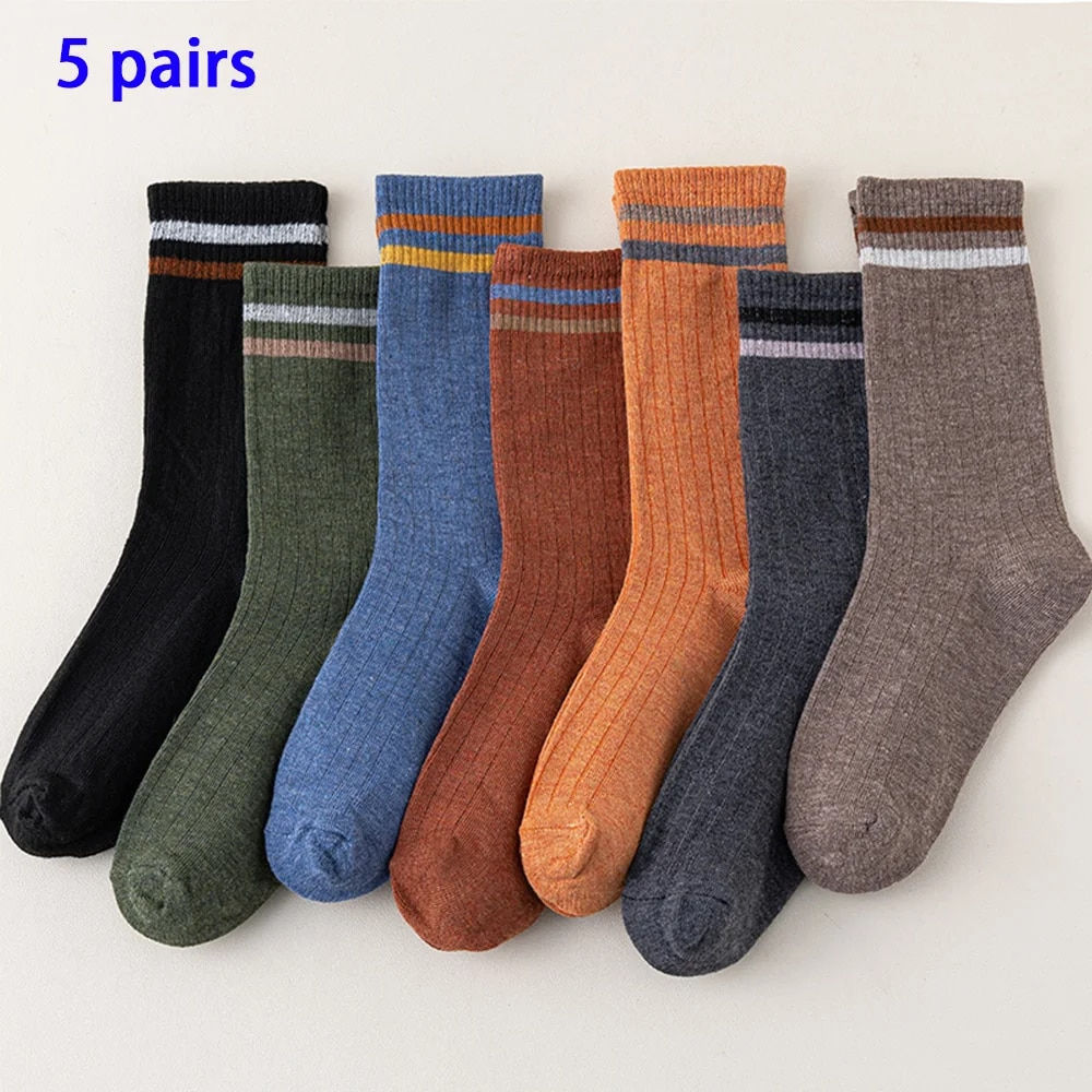 5 Pairs of MEN'S Sports Socks for Casual Sweat Absorption, Breathability Comfort