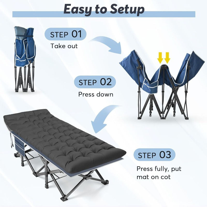 Thumbnail: XXL Folding Camping Cot for Adults Camp Cot, Oversized Sleeping Cot Mattress