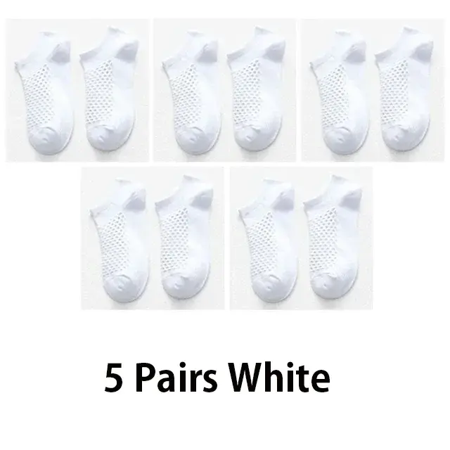 Thumbnail: 5 Pairs Men Short Socks Summer Breathable Mesh Fashion Ankle Socks 