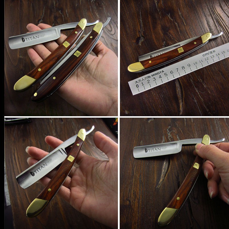 Thumbnail: Titan Wood Handle Men Shaving Tools Hair Razor Stainless Steel Straight Razor