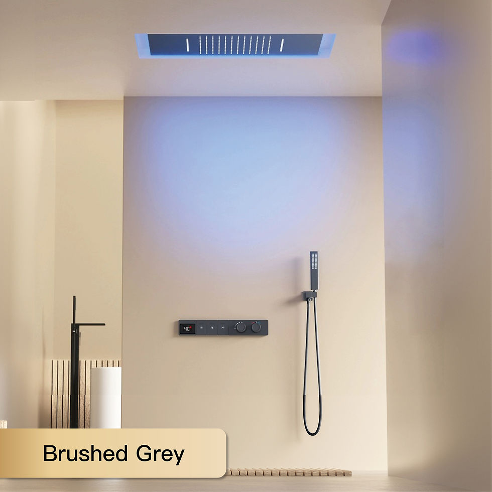 Thumbnail: Intelligent digital display luxury white brass shower system with hidden design