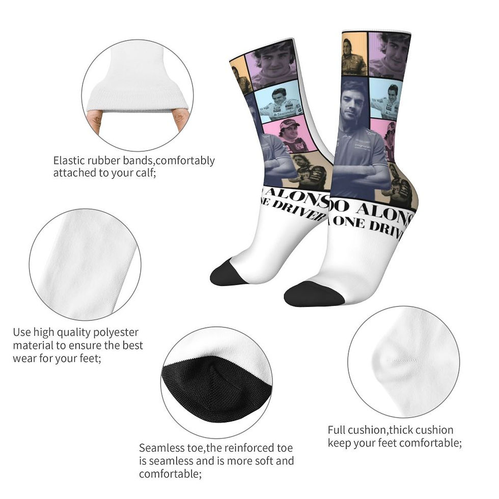 Thumbnail: Fernando Alonso Head Merch Crew Socks Skateboard Long Stockings Super Soft 