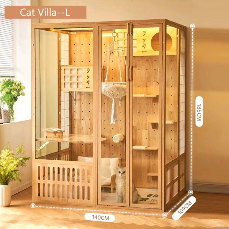 Thumbnail: Luxury Four Seasons Pet House Pine Bed Panoramic Space Villa Isolation Room 