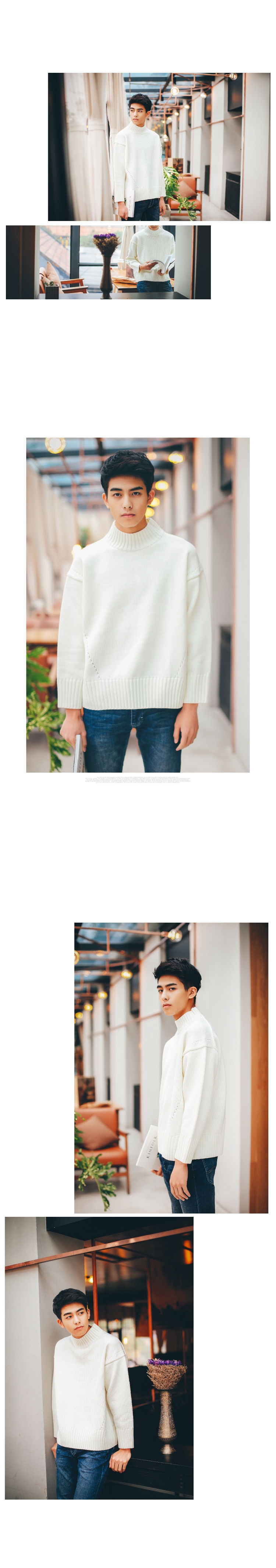 Thumbnail: Sweater Men Winter Autumn Pull Homme Slim Fit Knitted Turtleneck 