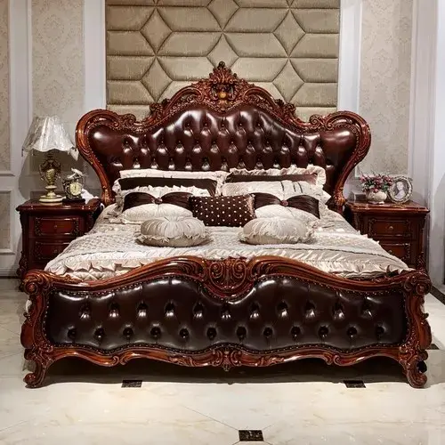 Thumbnail: Wood Luxury Double Bed High End Double Bed Modern Sleeping Furniture For Bedroom
