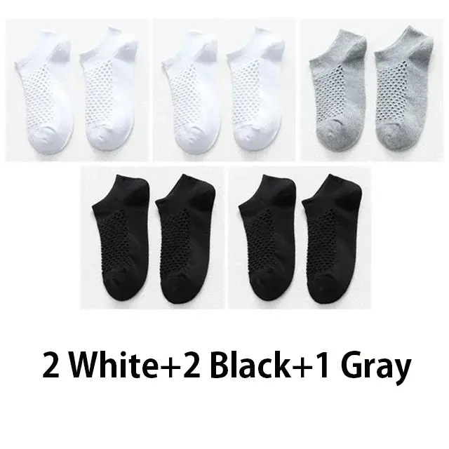 Thumbnail: 5 Pairs Men Short Socks Summer Breathable Mesh Fashion Ankle Socks 