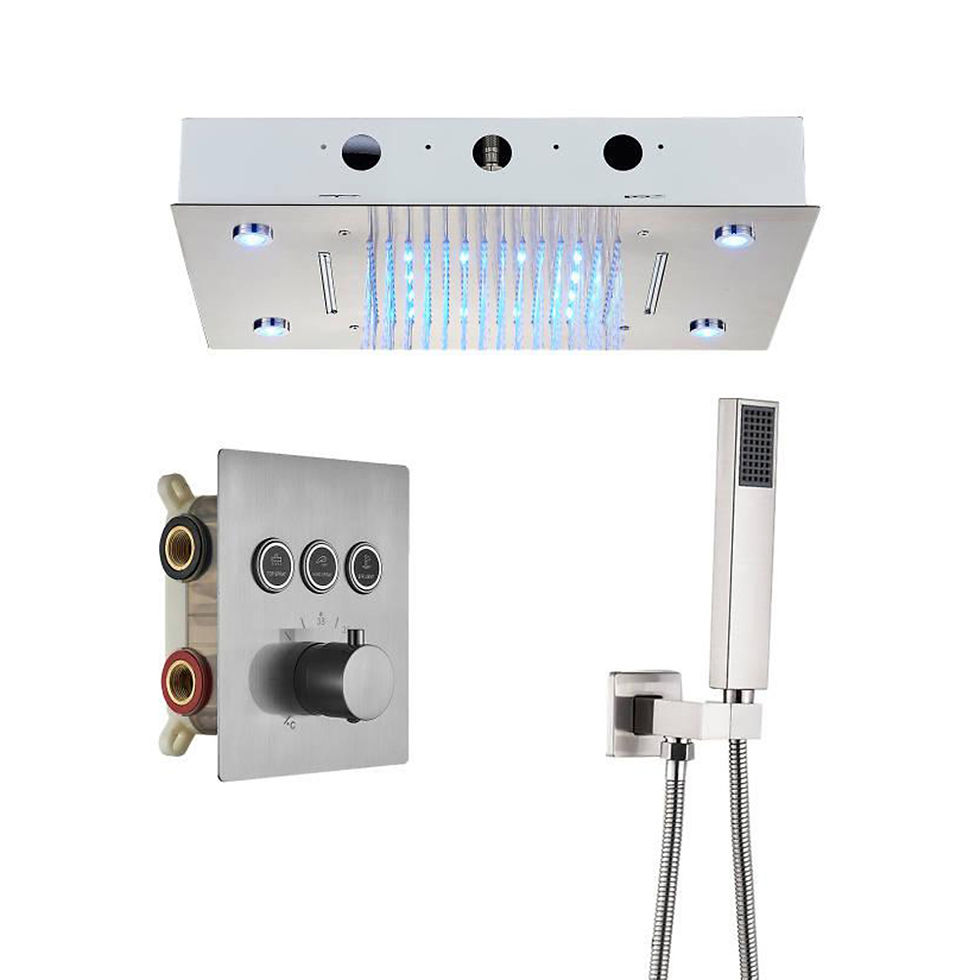Thumbnail: LED Thermostatic Bathroom Shower Rain Waterfall Remote Control Ceiling Mounted