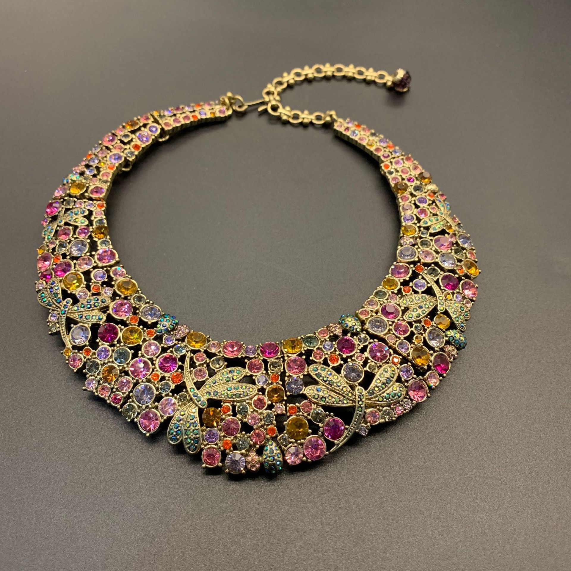 Vintage Women's Jewelry for Girls Inlaid Dragonfly Necklace 