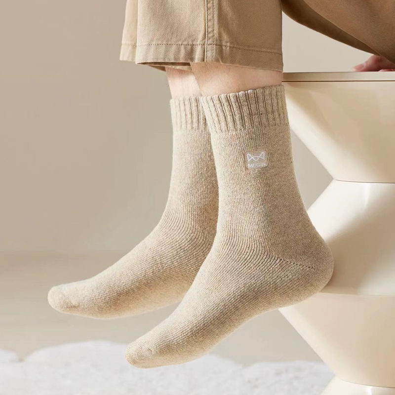 Thumbnail: MiiOW Merino Wool Socks Heated Cashmere Snow Boots Retro Brown Warm Towel Socks