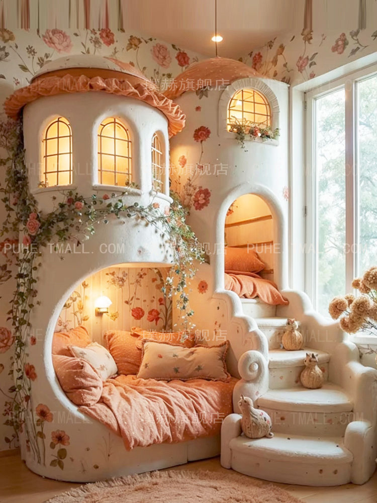 Hình thu nhỏ: New Children's Bed French Girl Bed Villa Deluxe Castle Bed