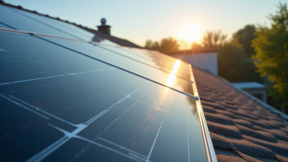 Eye-level view of solar panels installed on a residential rooftop