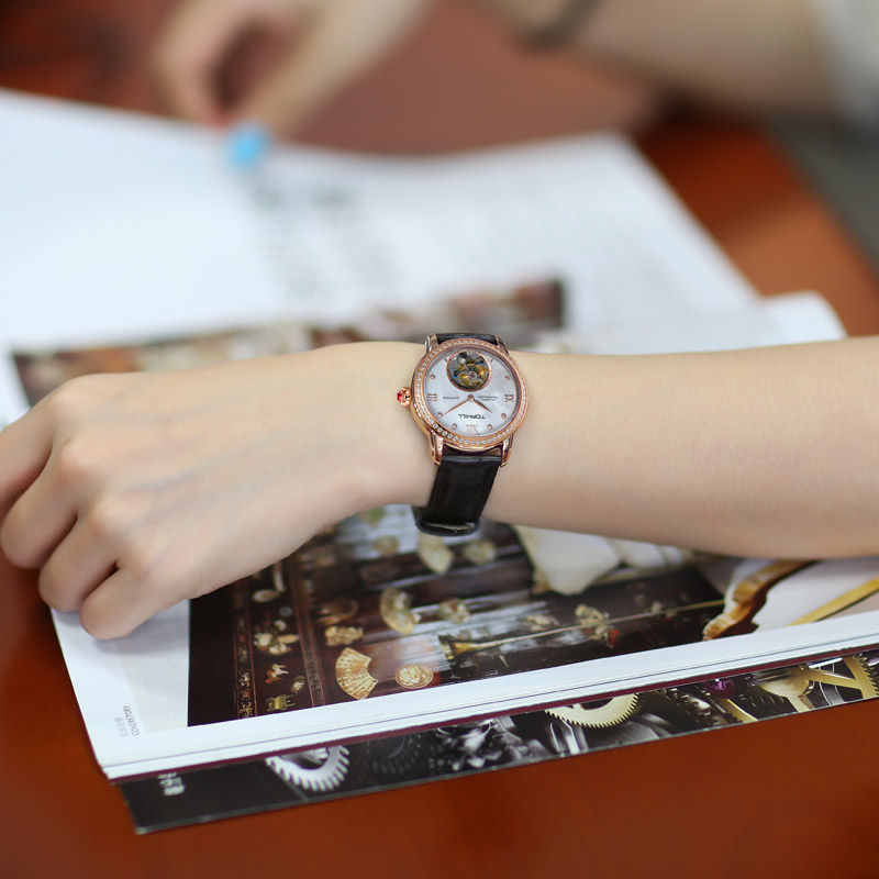 Thumbnail: TOPHILL TU003L Women Automatic Tourbillon Watches Zuan Diamond Hollow Movement 