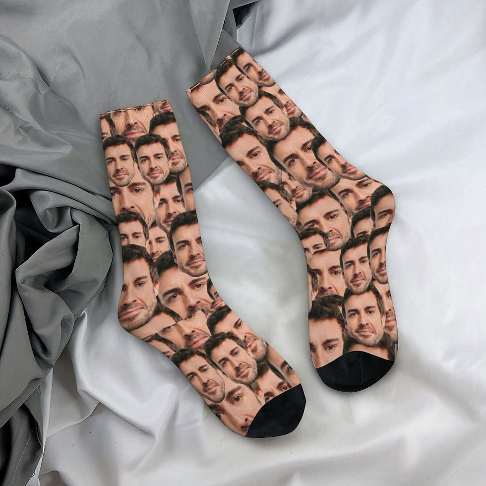 Thumbnail: Fernando Alonso Head Merch Crew Socks Skateboard Long Stockings Super Soft 