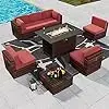 תמונה ממוזערת: Rattan Sofa Wicker Patio Conversation Set with Cover for Deck Balcony 