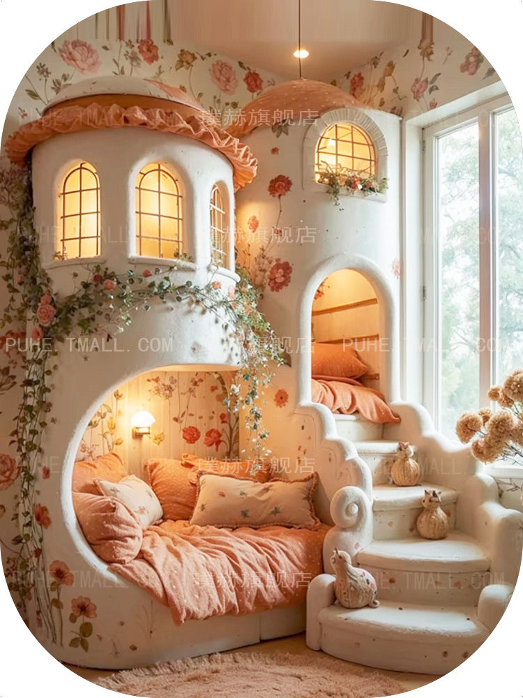 Hình thu nhỏ: New Children's Bed French Girl Bed Villa Deluxe Castle Bed