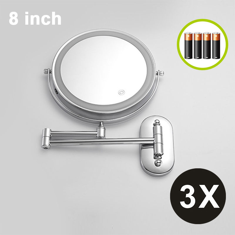 Thumbnail: Makeup Mirror Black/Chrome Magnifying Double Side Battery Powered Bathroom 
