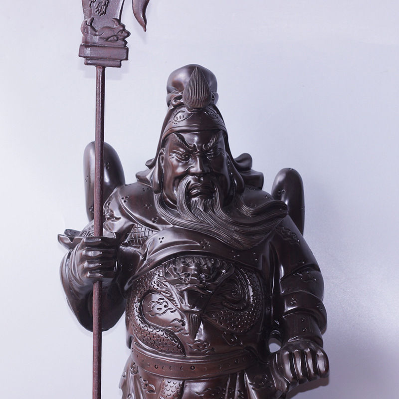 Thumbnail: Yunyuan Ebony Crafts Carving Ornaments Wood Vintage Saint Of War Guan Gong