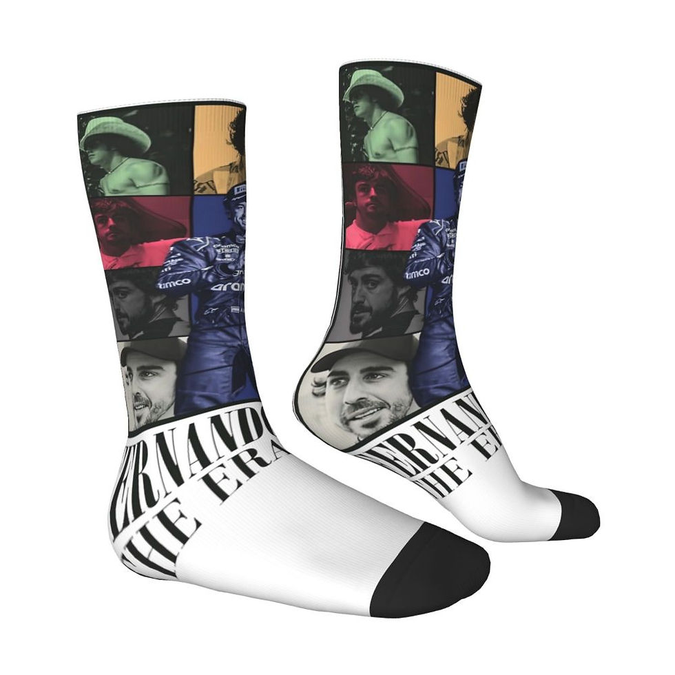 Thumbnail: Fernando Alonso Head Merch Crew Socks Skateboard Long Stockings Super Soft 