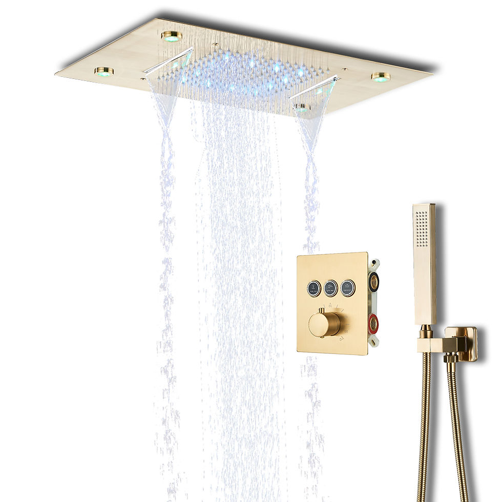 Thumbnail: LED Thermostatic Bathroom Shower Rain Waterfall Remote Control Ceiling Mounted