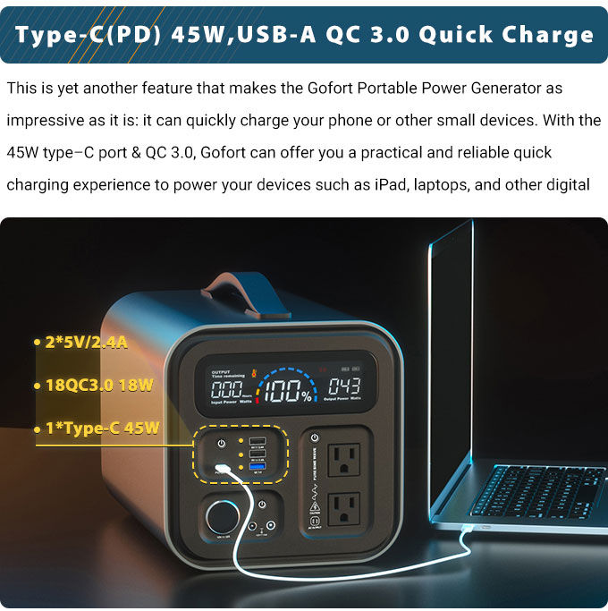 Miniatura: Portable Power Station 550Wh Solar Generator AC Outdoor Socket Camping Fishing