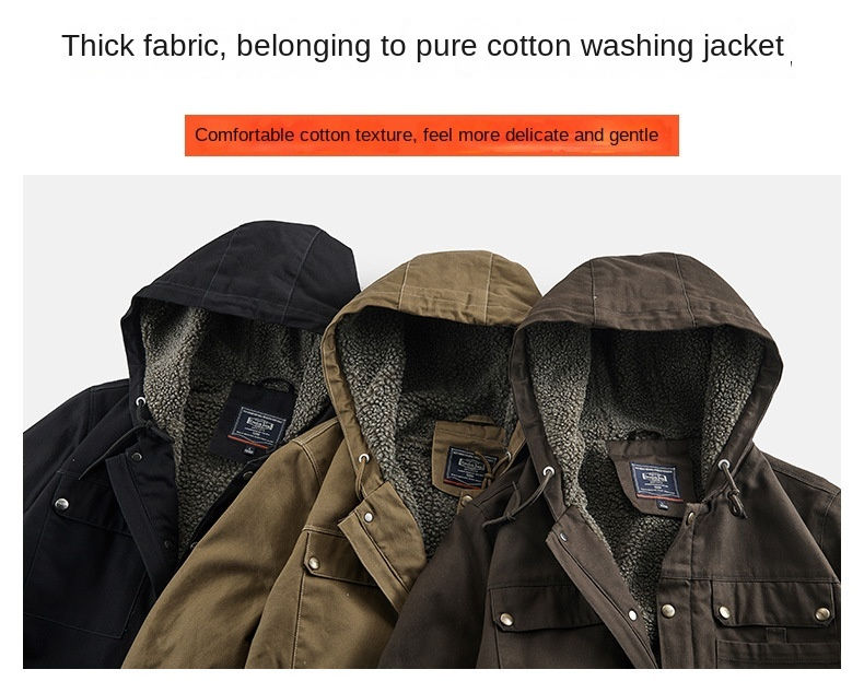 Миниатюра: Men's Cold Jackets Hunting Clothes Retro Hooded Zip-up Coat Winter Techwear