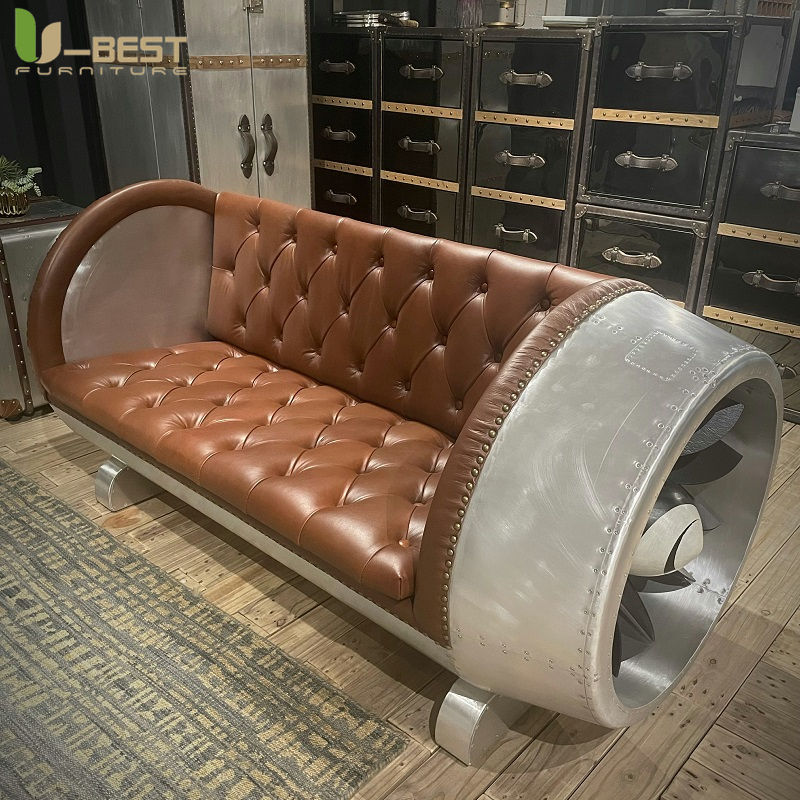 الصورة المصغرة: Aviato Aircraft Turbines Single Sofa Living Room Furniture Leather