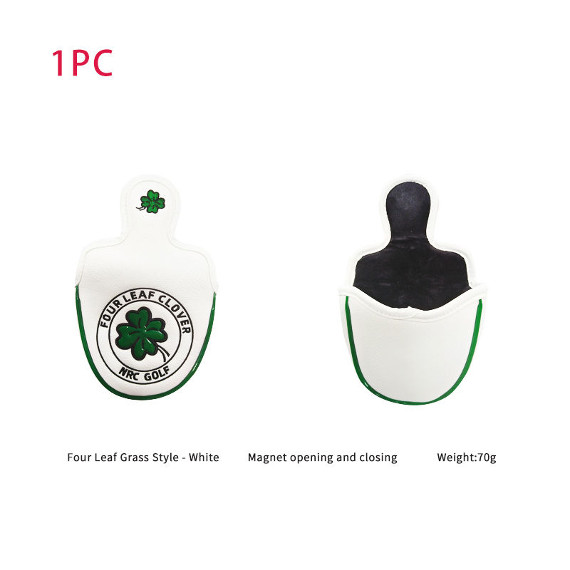 Thumbnail: Golf Headcover for Driver Fairway Hybrid Blade Putter Leather Four Leaf Clover