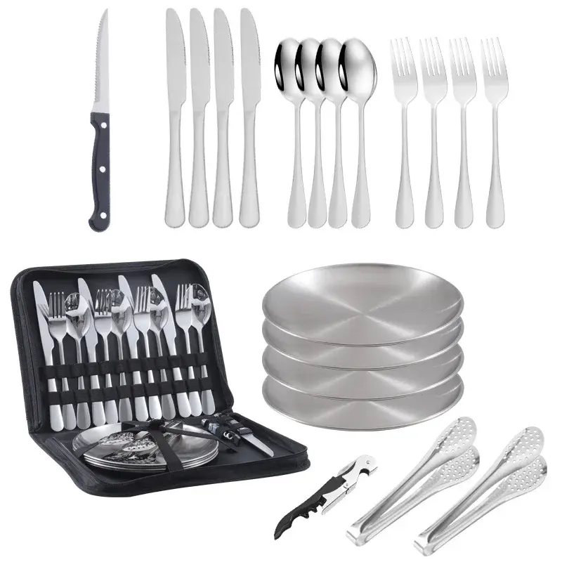 Camping 304 Stainless Steel Utensil Picnic kitchen Dishes Set Outdoor