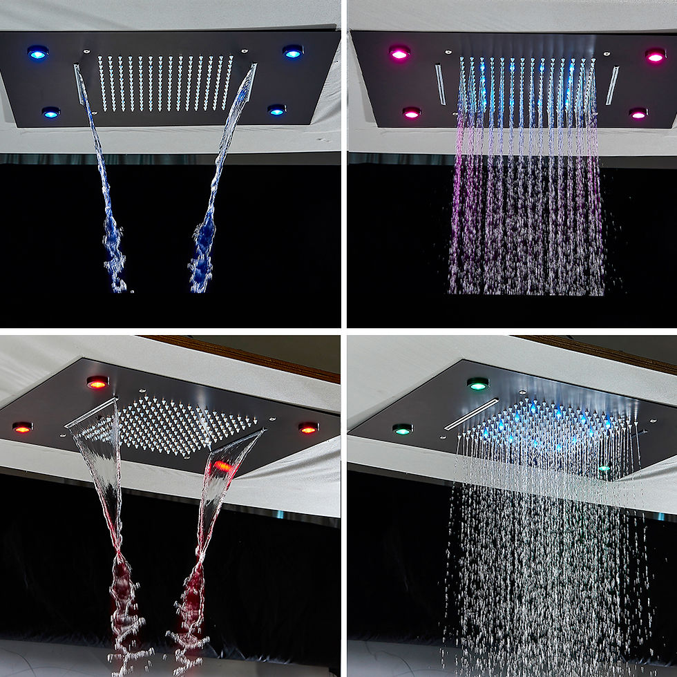 Thumbnail: LED Thermostatic Bathroom Shower Rain Waterfall Remote Control Ceiling Mounted