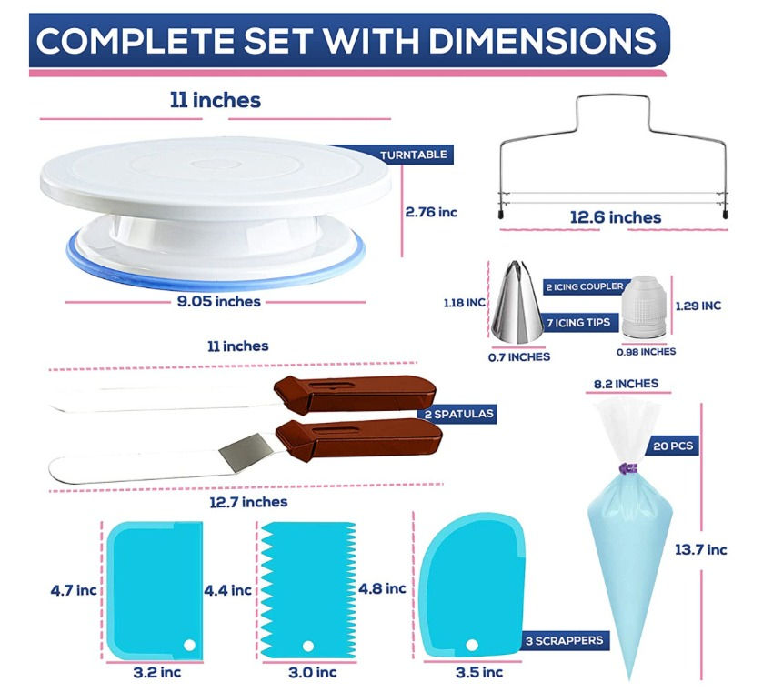 Miniatura: Cake Decorating Tools Kit Pastry Turntable Kit Piping Nozzle Piping Bag Set