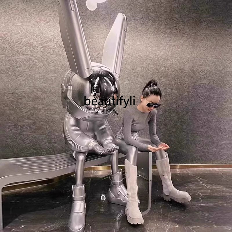 Thumbnail: Space Rabbit Big Bar Doll Sitting Doll Sculpture Clock-in Rabbit