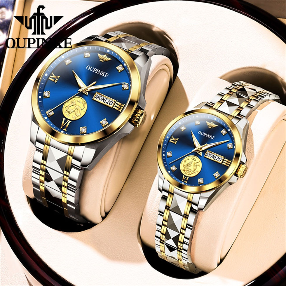 ภาพขนาดย่อ: OUPINKE Romantic Gift Box Couple Watch Sapphire Surface Real Gold Real Diamond 
