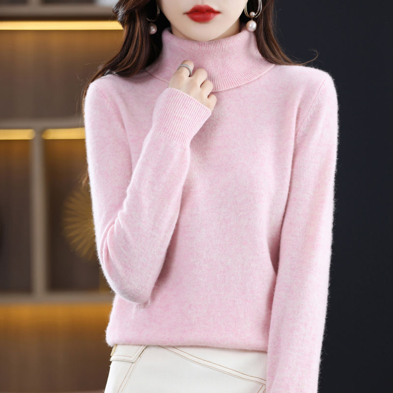 Miniatura: 100% Merino Wool Cashmere Sweater Women Knitted Sweater Turtleneck Long Sleeve