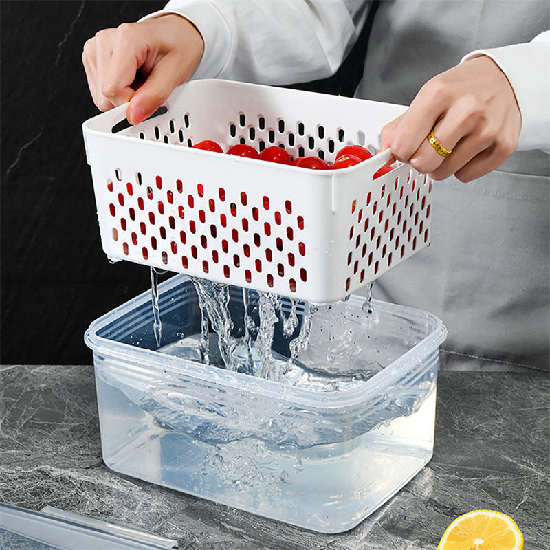 縮圖：Drain Basket Storage Containers Pantry Kitchen Organizer