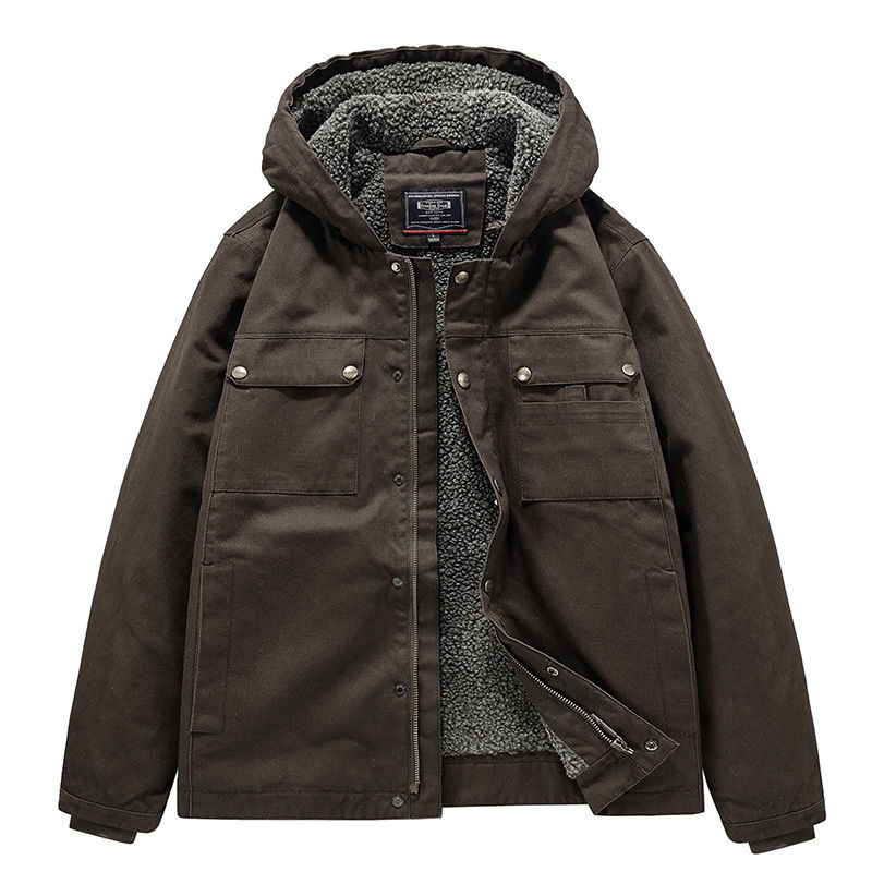 Миниатюра: Men's Cold Jackets Hunting Clothes Retro Hooded Zip-up Coat Winter Techwear