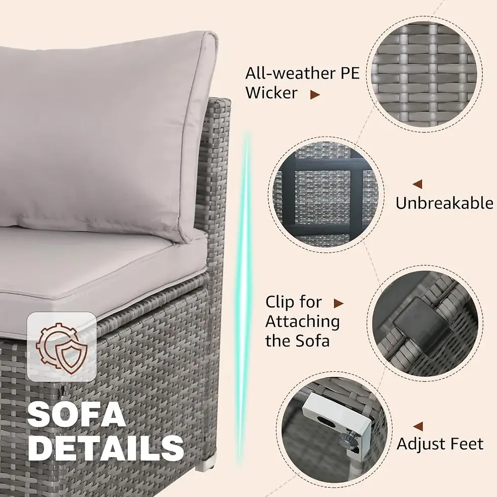 Миниатюра: 7 Pieces Patio Furniture Set, Modular Sectional Rattan Wicker Patio Set