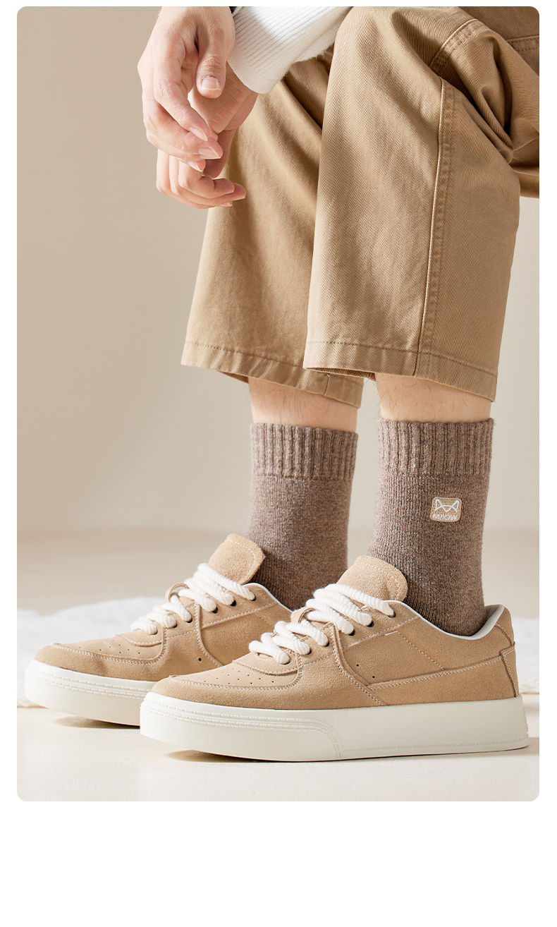 Thumbnail: MiiOW Merino Wool Socks Heated Cashmere Snow Boots Retro Brown Warm Towel Socks