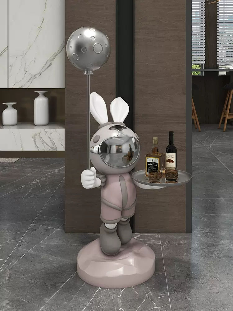 Thumbnail: Space rabbit Hold balloon Resin Tray Home decorations