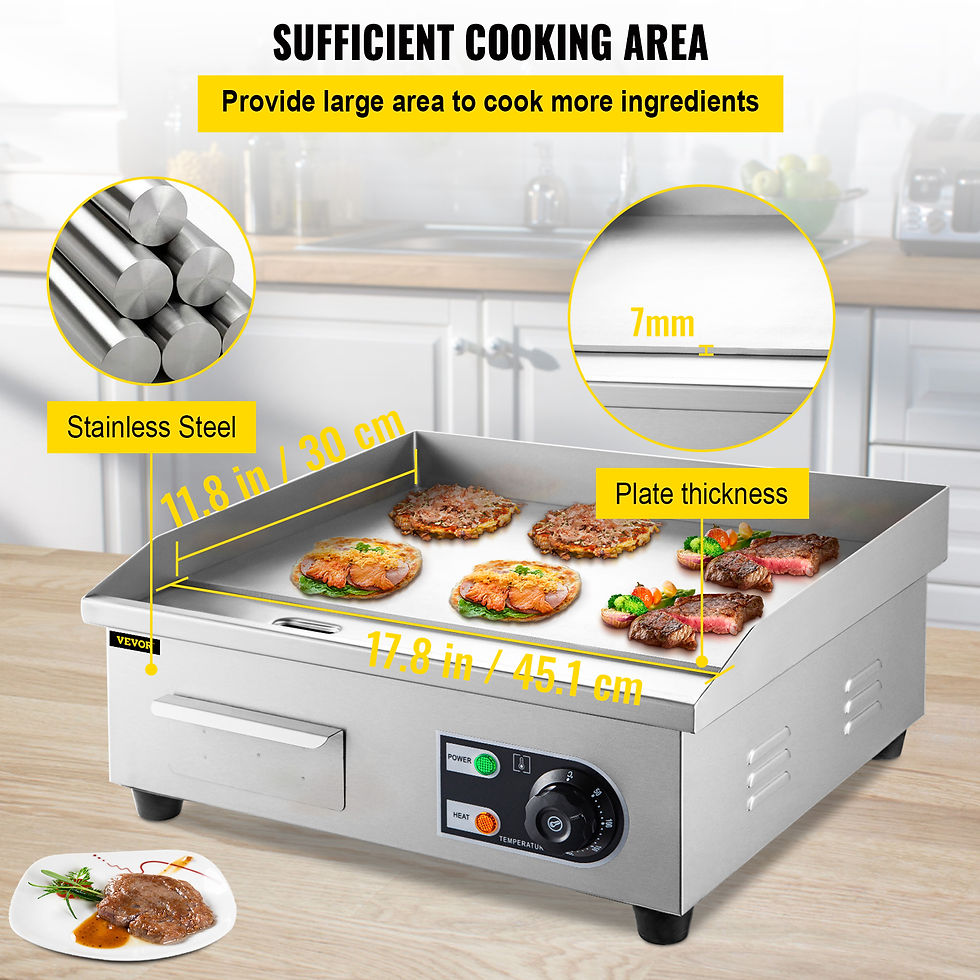 الصورة المصغرة: Electric Flat Electric Countertop Griddle Stainless Steel Griddle BBQ Kitchen